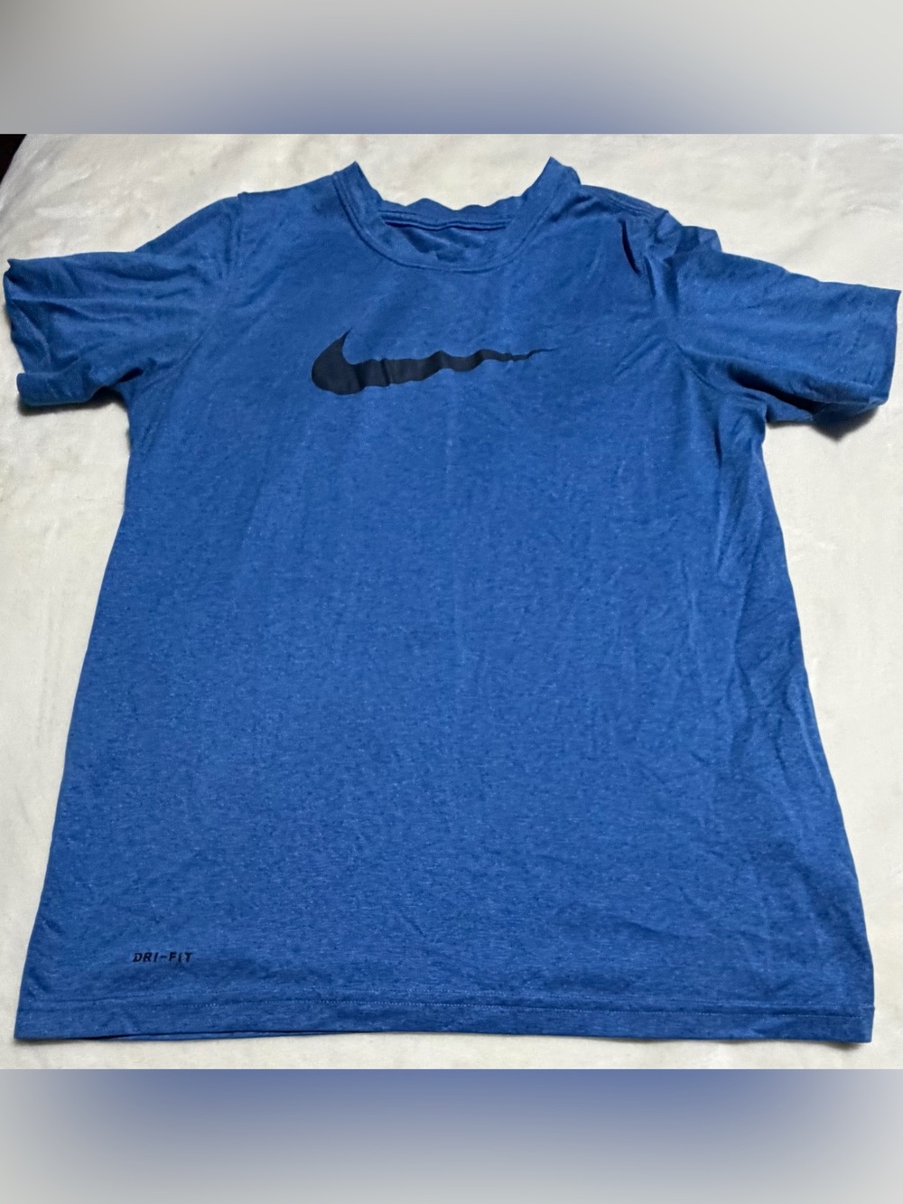Nike Short Sleeve Crew Tee in Royal Blue with Black Swoosh
